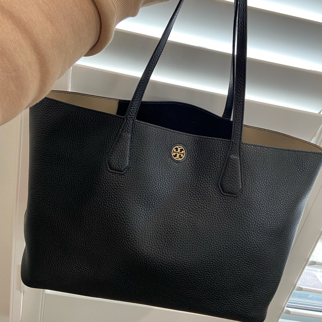 Tory Burch Perry Tote - Black/Beige - Pebbled Leather